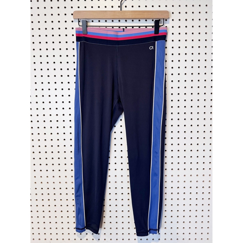 GAP | GapFit Eclipse Navy Blue Colorblock Side Stripe Athletic Leggings M - Picture 1 of 5